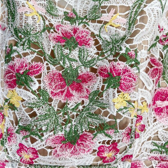 NWT Marchesa Notte Guipure Lace Floral Midi Dress - Picture 5 of 10